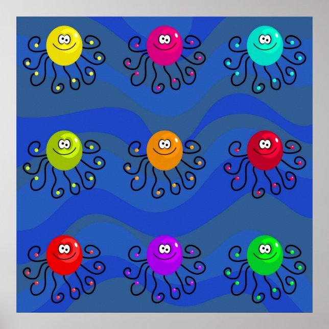 Póster Octopus funky (Frente)