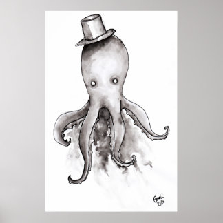 Póster Octopus in a Hat Poster