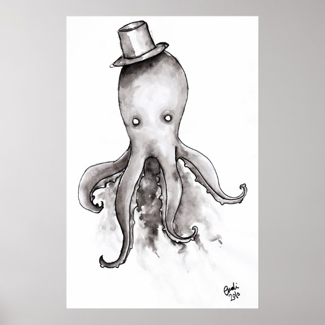 Póster Octopus in a Hat Poster (Frente)