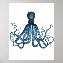 Póster Octopus kraken ocean sea beach nautical coastal
