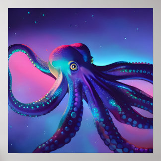 Póster Octopus morado oscuro