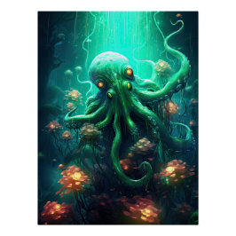 Póster Octopus Náutico Mítico bajo las criaturas del mar