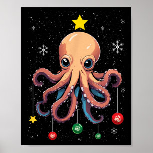Póster Octopus Navidades de árboles de Navidad Pajama Cut