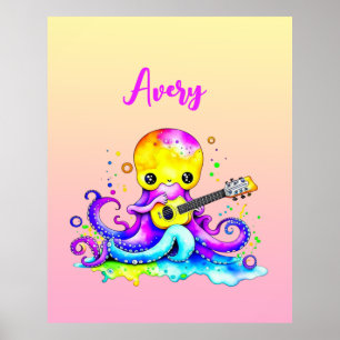 Póster Octopus Personalizado personalizado tocando la gui