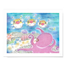 Octopus Porcupinefish Canto Nursery Art Poster