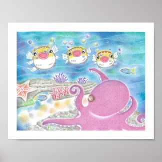 Póster Octopus Porcupinefish Canto Nursery Art Poster