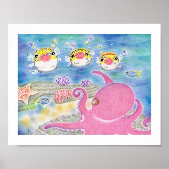 Póster Octopus Porcupinefish Singing Nursery Art Poster (Frente)