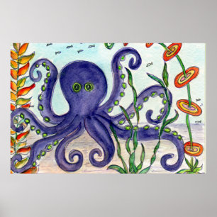 Póster Octopus púrpura