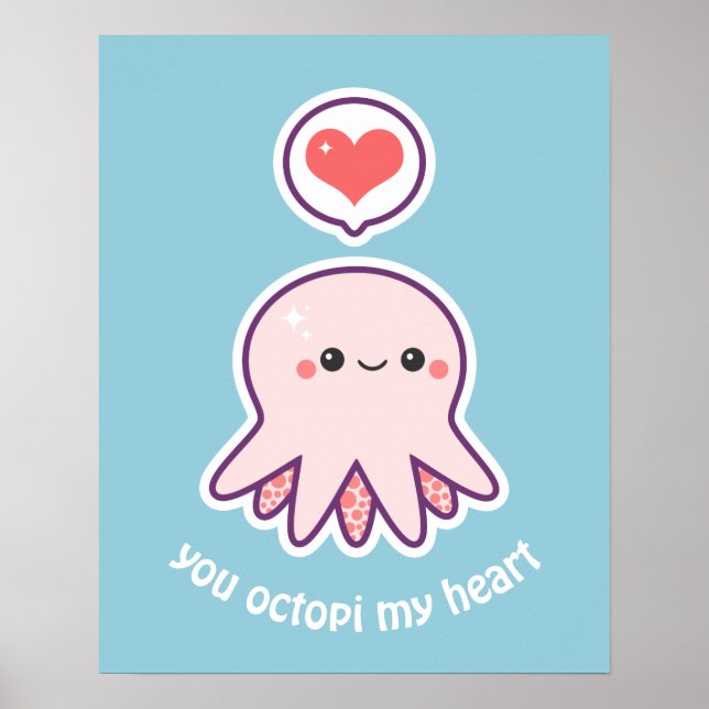 Póster Octopus rosado de Kawaii (Frente)