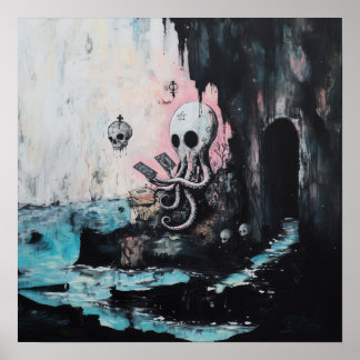 Póster Octopus Skull Tarot Witchy AI Art Matte Value