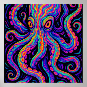Póster Octopus trippy vibrante