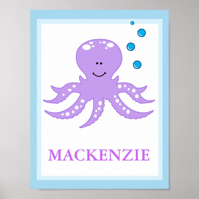 Póster OCTOPUS Under the Sea CUSTOM NAME PRINT (Frente)