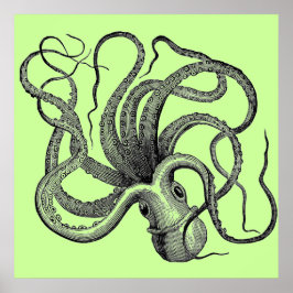Póster Octopus verde marino
