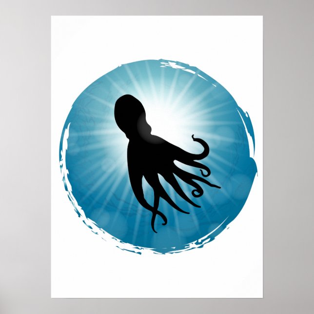 Póster Octopus Vida Acuática Subacuática (Frente)