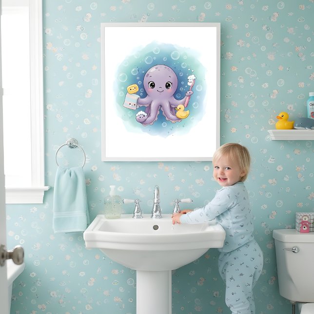 Póster Octopus Wash Station Kids Bathroom Wall Art (Subido por el creador)