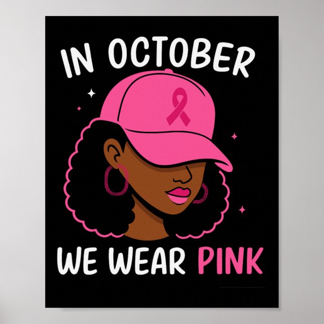 Póster Octubre Cinta rosada Afromujer con cáncer de mama  (Frente)