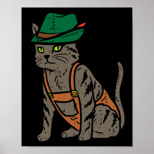 Póster Octubre Fiesta Gato Alemán Vestimenta A Mujeres Ho