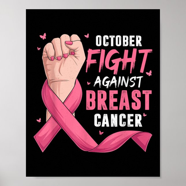 Póster Octubre mano Lucha contra el Cáncer de Mama (Frente)