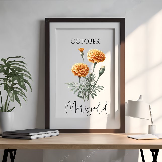 Póster Octubre Mes de Nacimiento Marigold Floral (Subido por el creador)