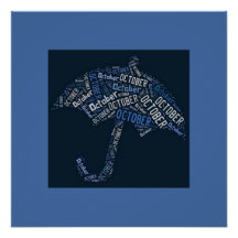 Octubre Rain Umbrella Typography Blue