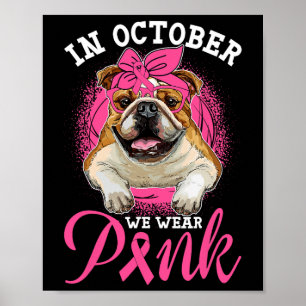 Póster Octubre Usamos Cáncer De Mama Rosa Bulldog Inglés