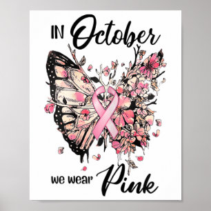 Póster Octubre: Usamos Cinta Rosa Para El Cáncer De Mama