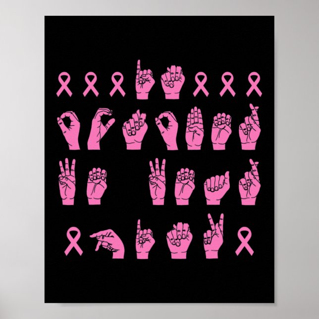 Póster Octubre Usamos Lenguaje De Rótulo Rosa Cáncer De M (Frente)