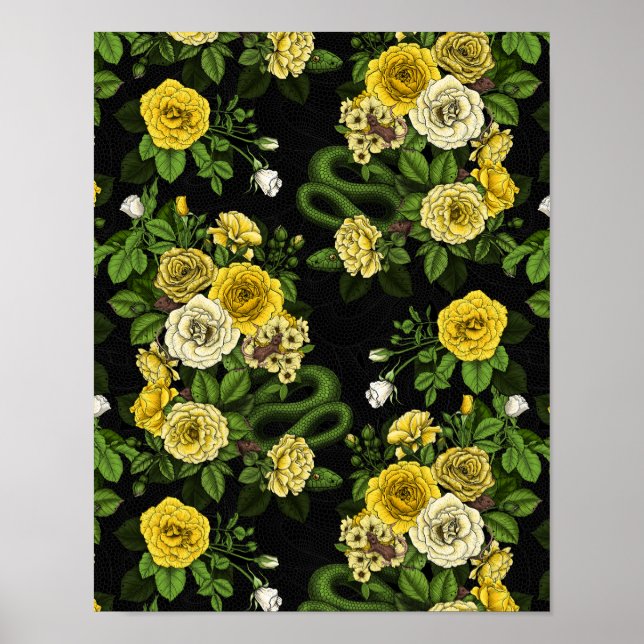 Póster Oculto en los rosas, amarillo y verde (Frente)