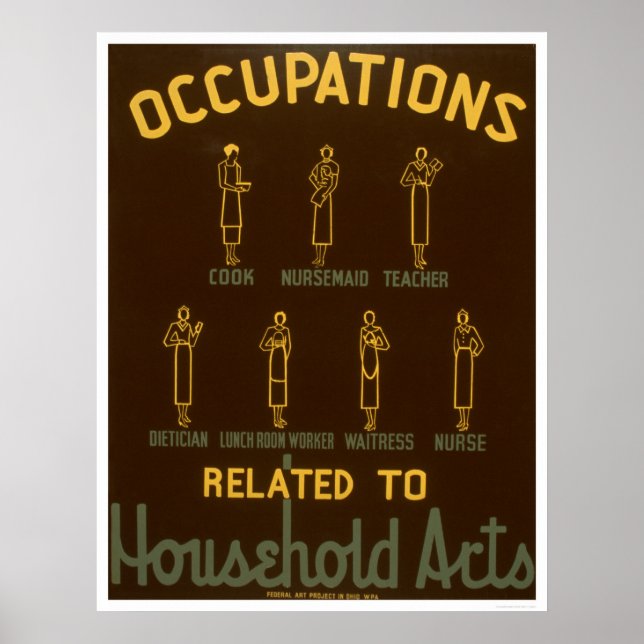 Póster Ocupaciones domésticas 1938 WPA (Frente)