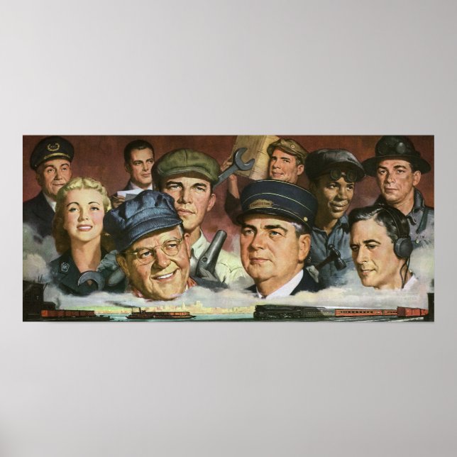 Póster Ocupaciones empresariales, patriotismo vintage (Frente)