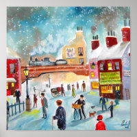 Ocupada escena de la escena del tren de invierno p