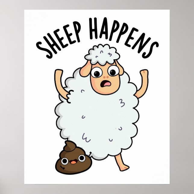 Póster Ocurre Cagada Divertida Oveja Chiste  (Frente)