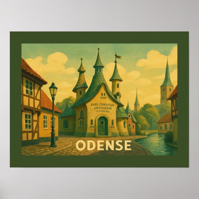 Póster Odense Dinamarca Literario (Frente)