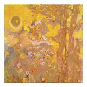 Póster Odilon Redon - Árbol de fondo amarillo