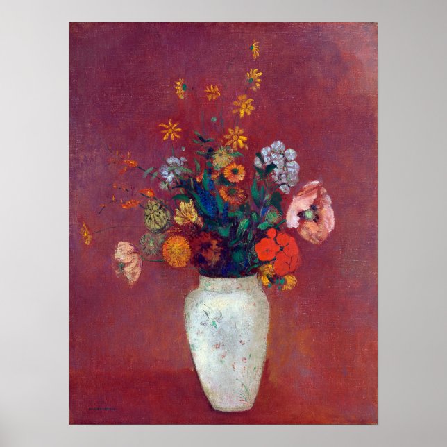 Póster Odilon Redon Bouquet en una jaula china (Frente)