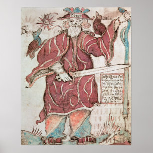 Póster Odin, con sus dos cuervos, Hugin y Munin
