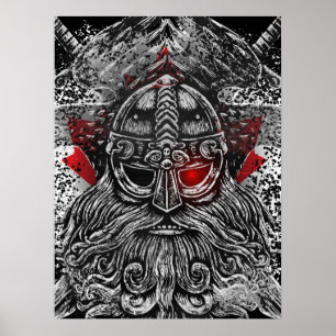 Póster Odin ravens swords Viking Mythology Canada flag