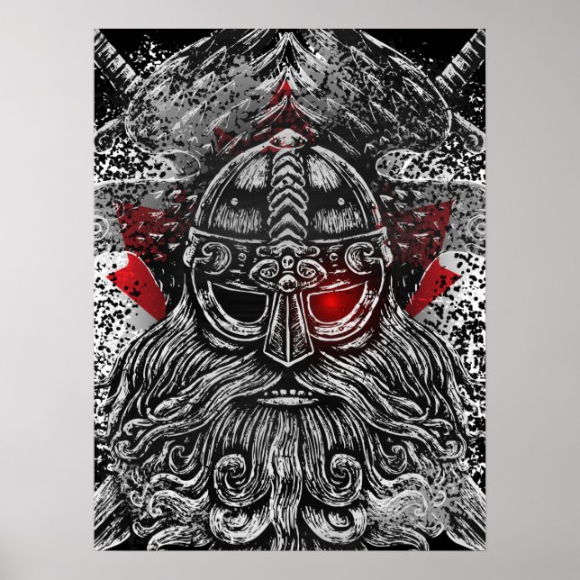 Póster Odin ravens swords Viking Mythology Canada flag (Frente)