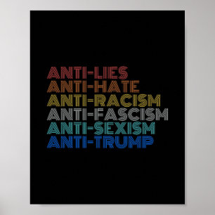Póster Odio Anti Trump Mentiras Racismo Fascismo Ismo Res