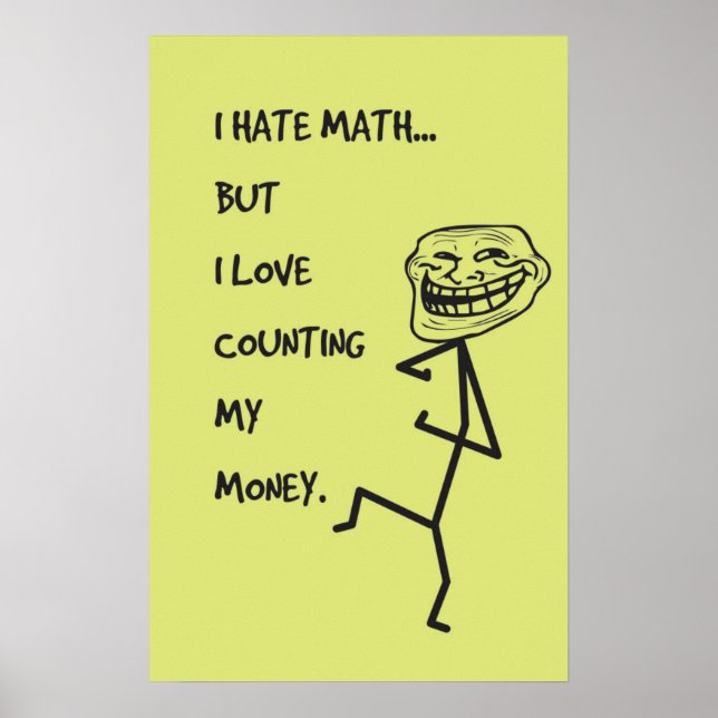 Póster Odio las matemáticas... - Poster de matemáticas. (Frente)