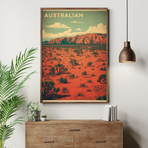 Póster Odisea en el Outback – Viajes retro por el desiert