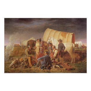 Póster Oeste Americano Antiguo, Consejo en la Pradera por