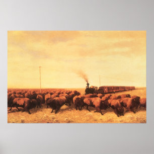 Póster Oeste americano vintage, detenido por NH Trotter