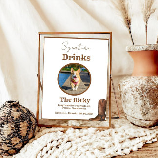 Póster Oeste de Cowboy Dog bebe la firma del boda bar