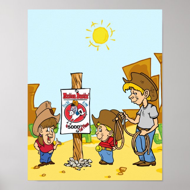 Póster Oeste de Cowgirl Kid Mutton Bustin (Frente)