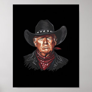 Póster Oeste Occidental Divertido Donald Trump Bandera De