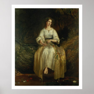 Póster Ofelia que teje sus guirnaldas, 1842 (aceite en el