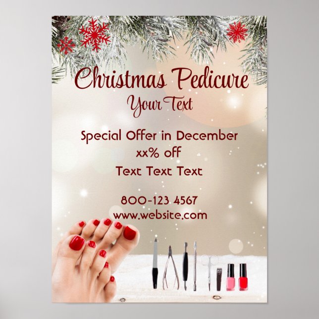 Póster Oferta especial de pedicura para navidades (Frente)