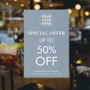 Póster Oferta especial l Descuento de venta final Azul ag