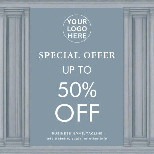 Póster Oferta especial l Descuento de venta final Azul ag